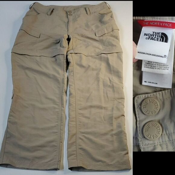 14 CONVERTIBLE NORTH FACE TAN OUTDOOR TRAIL WATER RESISTANT KHAKI SHORTS PANTS - Picture 1 of 13